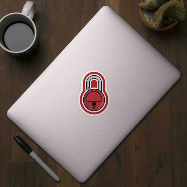 Padlock Secure Sticker vector illustration. Technology and safety objects icon concept. Symbol protection and secure. Cyber security digital data protection concept sticker design. by AlviStudio